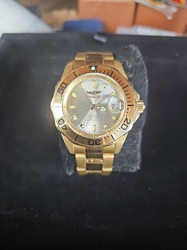 Invicta Men's Pro Diver 9618 Automatic 3 Hand Silver Dial Gold Tone Watch