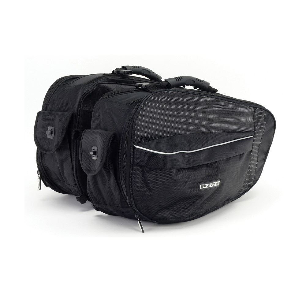 BikeTek Urbano Motorcycle Bike Panniers Luggage Saddle Bags 76L Capacity Black