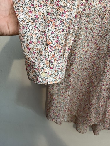Blusa Popover Antigua Azul Marino Floral Cuello en V 100% Algodón XL - Imagen 4 de 7