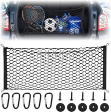 Stretchable Elastic Trunk Cargo Net with 4 Heavy-Duty Hooks, Adjustable Car Stor