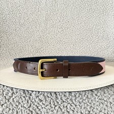 Vineyard Vines Belt Boys 30 Pink Blue White Whale Leather Trim Preppy