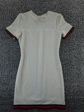 355 Milly Women Stretch Crew-Neck White Stripped Mini T-Shirt Dress Size 6