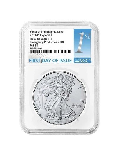 2021 (P) $1 American Silver Eagle NGC MS70 Emergency Production FDI First Label