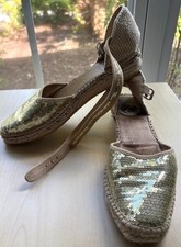 Vidorreta 7.5 38 GOLD SEQUIN ESPADRILLES FLAT...