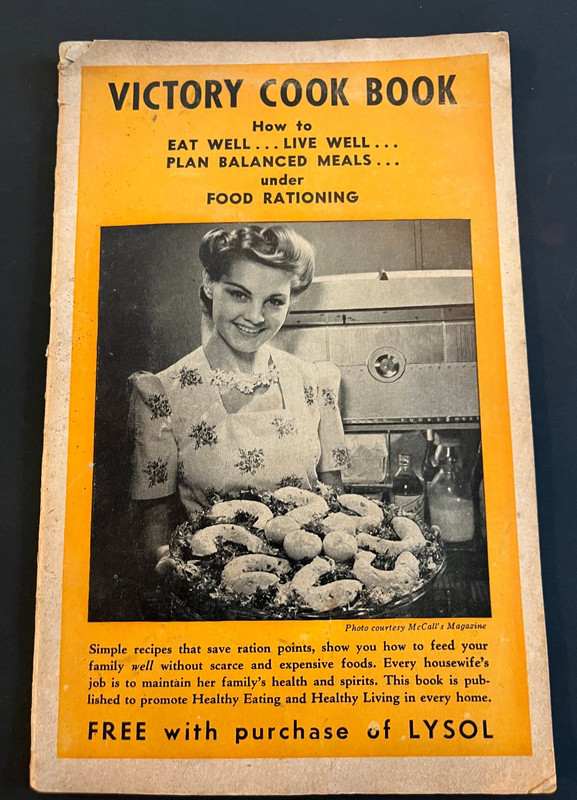 1943 Victory Cook Book WWII Lysol Booklet Recipes Under Food Rationing 30 pgs