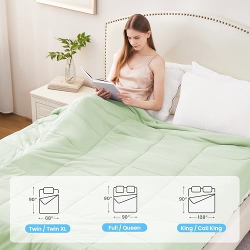 Cooling Comforter Queen Size, Double-Sided Cooling Queen(90*90) Cool Green - Picture 7 of 8