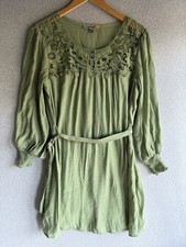 Figueroa & Flower Anthropologie Dress Womens Small Green Floral Lace Boho Flowy 