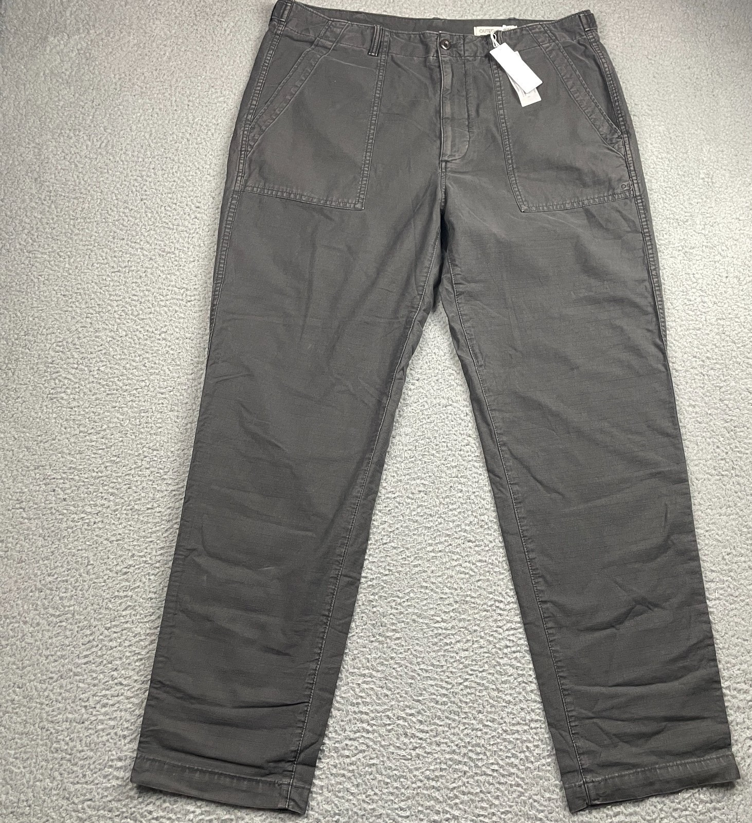 Outerknown The Utilitarian Pants Mens 38x32 Gray Flat Front NWT NEW 168$