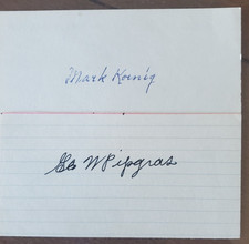 1927 NY Yankees Signed Index Cards of George Pipgras and Mark Koenig