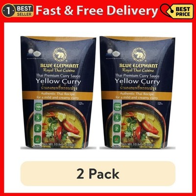 (2 pack) Blue Elephant Yellow Curry Sauce, 300g Ready to Heat Royal Thai Cuisine