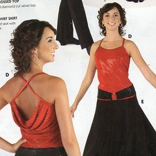 NWT RED FAUX SEQUIN Back Drape Camisole Child Ladies Ballroom Top w/ black belt