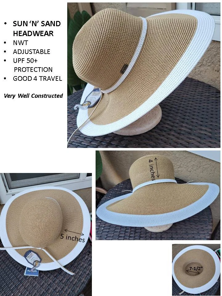 SUN ‘N’ SAND HEADWEAR NWT ADJUSTABLE UPF 50+ PROTECTION