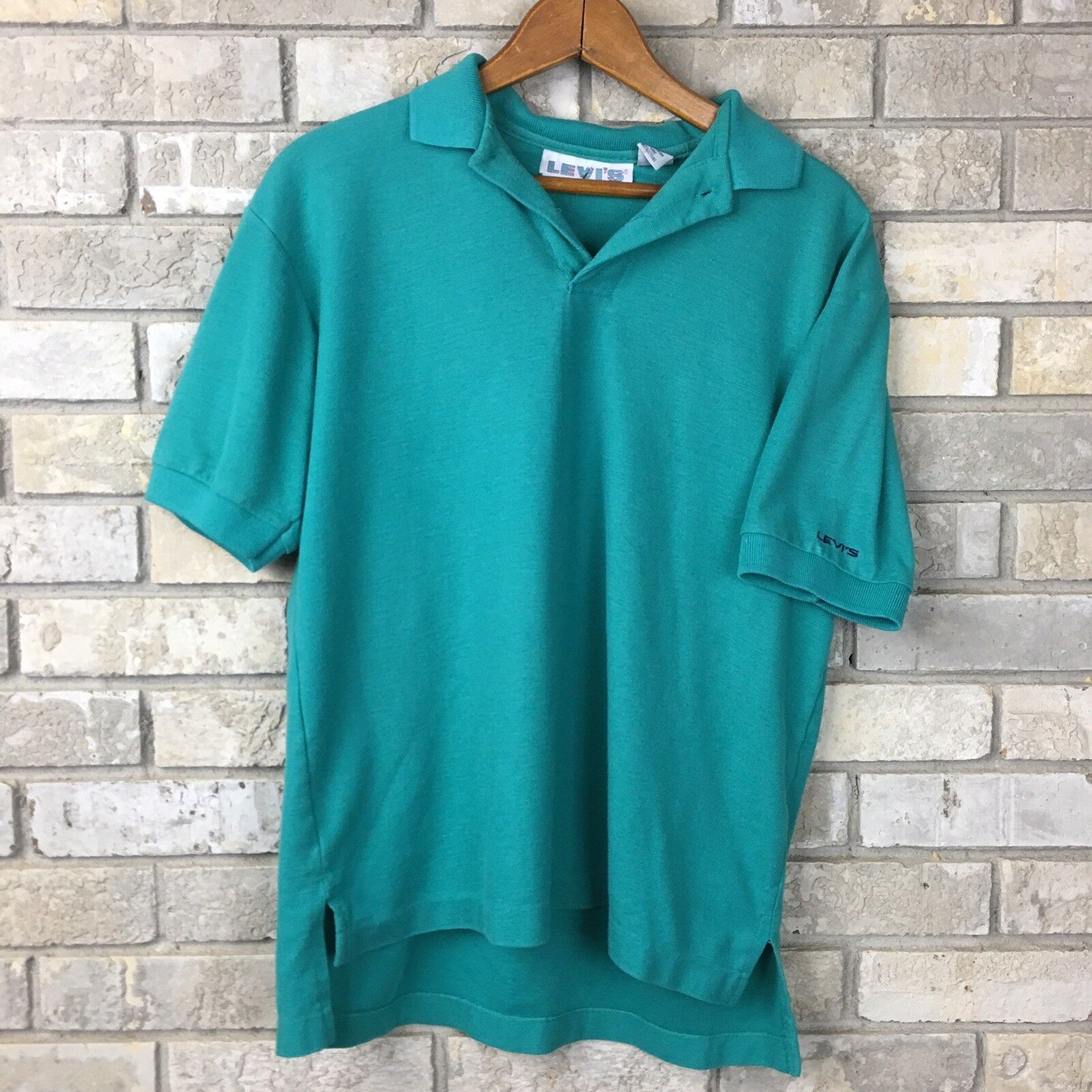 Vintage 80s 90s Levi’s Shirts Big E Collar Polo Shirt Mens Medium Green Vtg