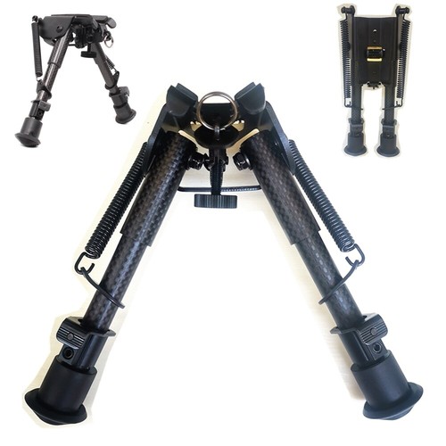 6" 9"13" Carbon Fiber Foldable Adjustable Spring Return Hunting Rifle Bipod - Picture 15 of 17