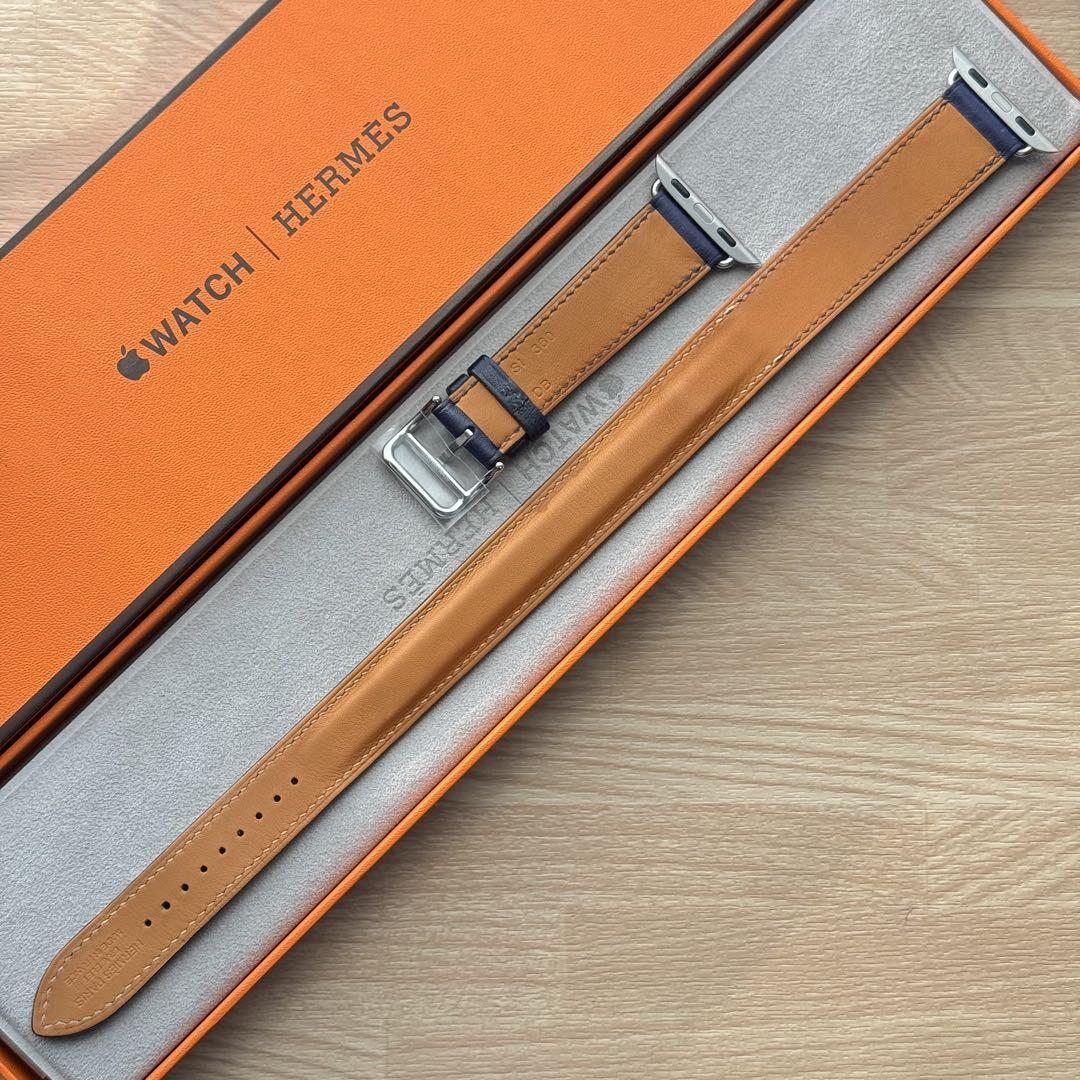 Authentic Apple Watch Hermès Double Tour Leather Band 42mm 41mm 40mm 38mm Grey Taupe Double Tour Band Apple iWatch Hermes In Leather  main image 2