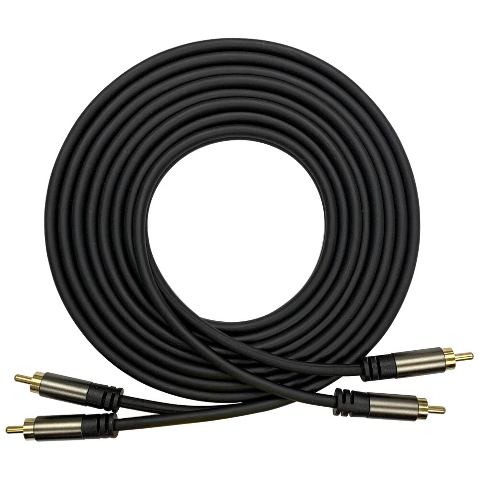 2 Channel 10' Dual RCA Male Audio Cord for Amps Home Theater Digital Analog Cord - Image 2 of 2