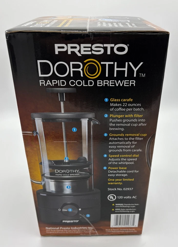 Presto Dorothy Rapid Cold Brewer Coffee Maker - New In Box - Image 2 of 4