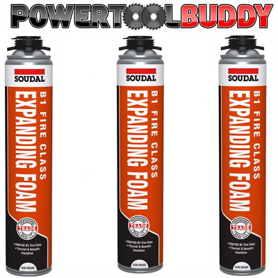 Soudal PU B1 Feuer- & Akustikpistole Qualität Blähschaum 750 ml 3er Pack