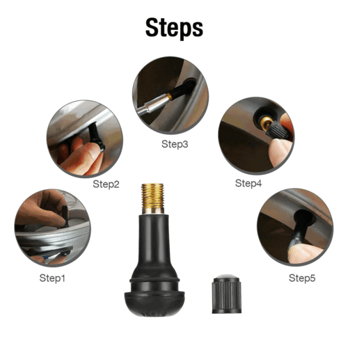 25-1000X Car Tire Stem TR 413 TR413 Snap-In Tire Valve Stems Short Black Rubber - Picture 6 of 18
