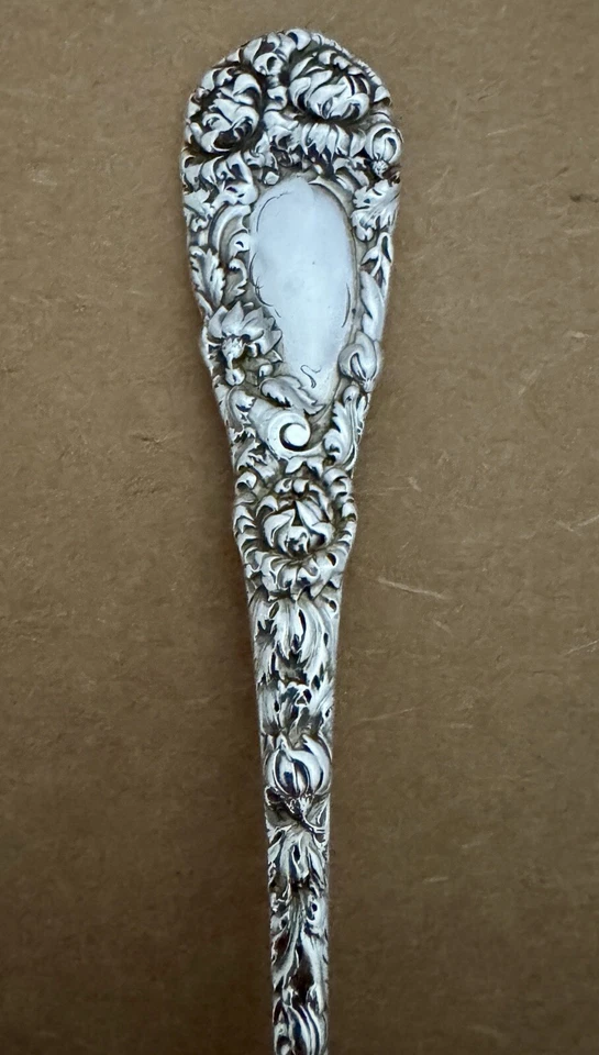 HERMOSO PAQUETE ESTERLINA DURGIN PATRÓN DE CRISANTEMO DORADO TENEDOR DE ESPÁRRAGOS Foto 2 de 4