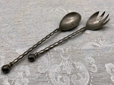 Vorlegebesteck L&ouml;ffel Gabel Metallguss verzinkt 18 cm verzinkter Oberfl&auml;che