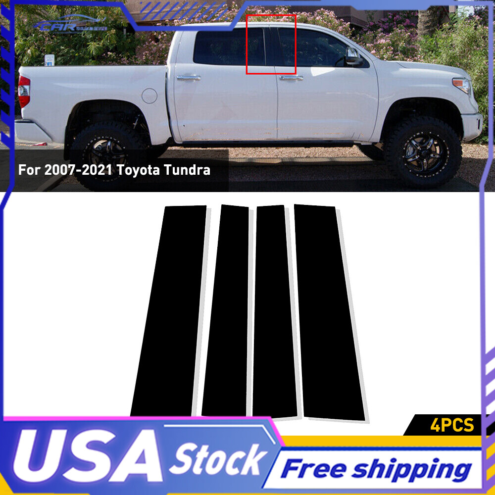 Decorative stickers Window Pillar Black Post Trims 2007-2021 For Toyota Tundra