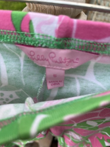 Lilly Pulitzer Girls Floral Leggings Pants Sz S Pink Green Flowers Elastic Waist - Picture 4 of 5