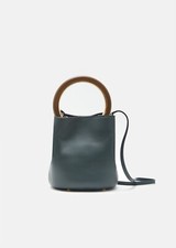 Nwt New Marni Leather Dark Green Pannier Crossbody Bucket Bag Shoulder Strap