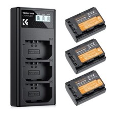 K F Concept 3 Pack 2280mAh NP FZ100 Battery Three Slot Charger for Sony