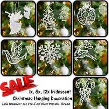 Iridescent Christmas Hanging Ornaments, Baubles , Angel, LED Star Light Rainbow