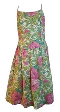 EUC Vintage CMV Carmen Marc Calvo Lined Camellia Botanical Garden Dress Sz 10