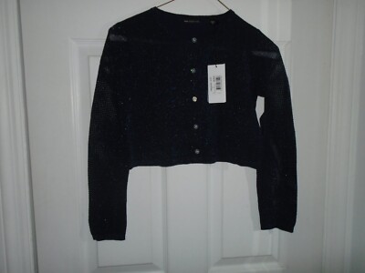 Guess Navy Blue Metallic Cardigan Girl's Size 12 New With Tags