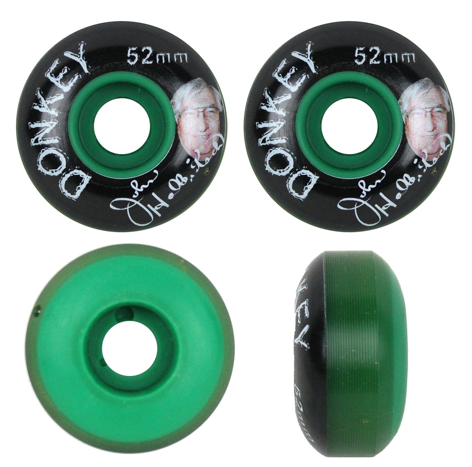 52mm Skateboard Wheels Donkey Super Slim Green (Set of 4) 52mm x 27mm 99A