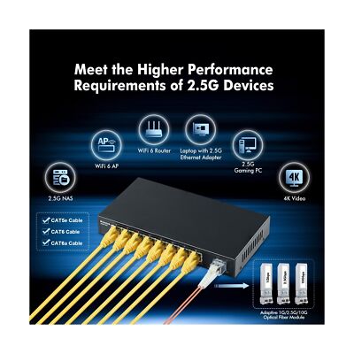 MokerLink 8 Port 2.5G Ethernet Switch with 10G SFP, 8 x 2.5G Base