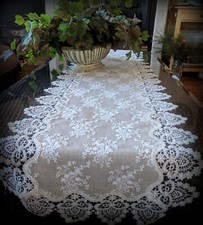 Lace Victorian Burlap Dresser Scarf Table Runner Doily 37" x 16"