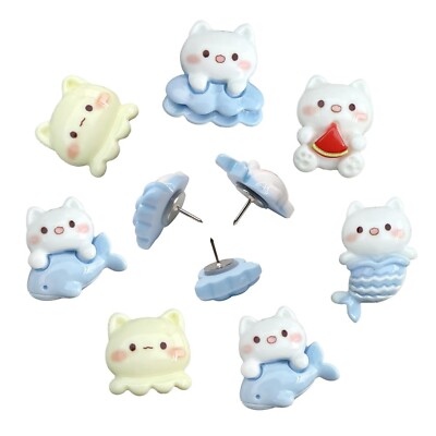 30 pcs Cute Cartoon Cat Push Pins Interesting Cat Drawing Pinss Decorative Th...