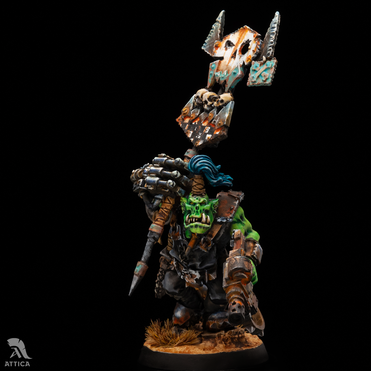 Ork Nob With Waaagh! Banner painted figure Warhammer 40k Pre-Sale