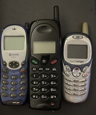 Vintage Cell Phone Lot Of 3 Kyocera Phantom KX414,kyocera 2135,LGC300W