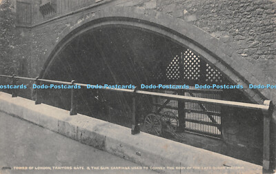 R373865 Tower of London Traitors Gate and the Gun Carriage used to Convey the Bo