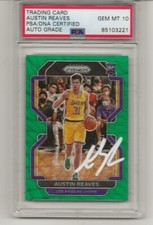 2021 Panini Prizm Austin Reaves Green Wave Prizm Rookie Card Auto Psa GEM MT 10