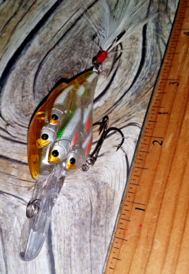 D Trans Yellow Violet Belly School of Minnows Crank Bait Lure!! Dressed  Treble! | eBay