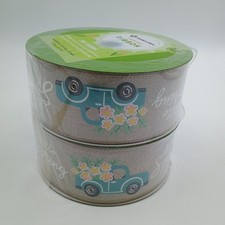 2 Rolls Hello Spring Member's Mark Wired Edge Ribbon 2.5" Wide x 50 Yards Truck