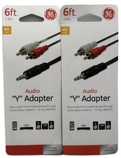 2PK GE Audio Y Adapter Cable, 6 Ft, 3.5mm Mal...