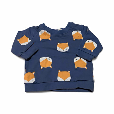 Baby & Kleinkind Pullover Gr. 62 Blau Fuchs Allover-Print Langarm Rundhals