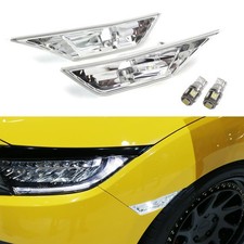 Jdm Clear Lens Side Marker Lamps W White Led Bulbs For 16 10th Gen Honda Civic