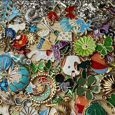 NEW Mixed Lot Enamel Metal Charms Pendants for Jewelry Making, Silver Gold DIY
