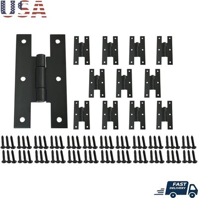 Black Steel H-Hinge Cabinet Door Hardware Easy Install 12 Pack Flush Mount New