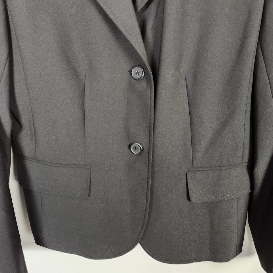 EUC Lands End Black Bi-Stretch Two Button Machine Washable Blazer (12) #0583 - Image 4 of 4