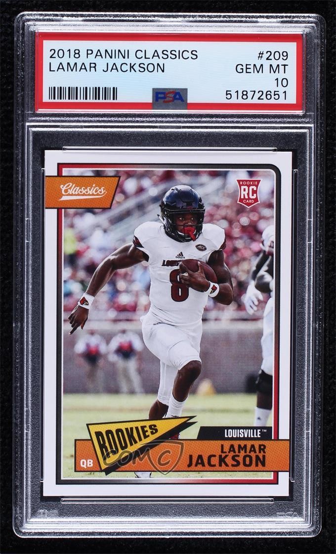 2018 Panini Classics Rookies Lamar Jackson #209 PSA 10 GEM MT 0f5o