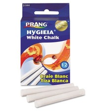 Prang Hygieia Dustless Board Chalk, 3.25" x 0.38' Diameter, White, 12/Box